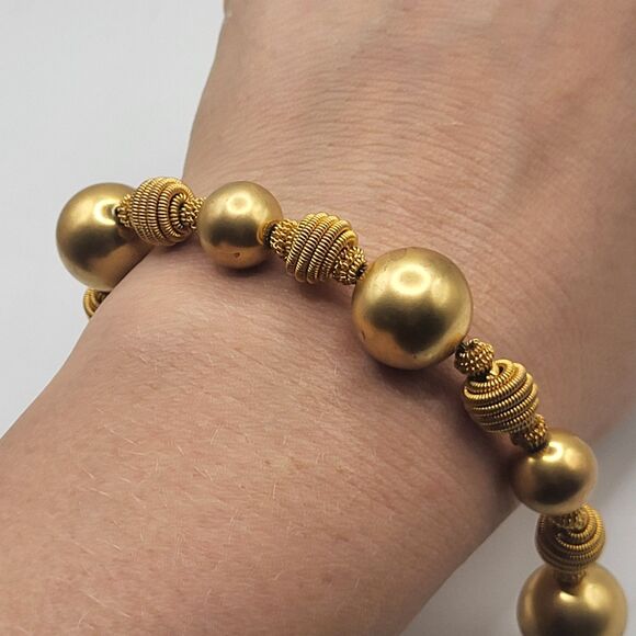 Anne Klein Jewelry - Vintage Anne Klein 14K Gold Plated Ball Toggle Bracelet 8in signed